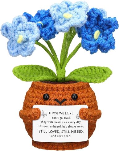 Janinka Sympathy Gift for Loss of Loved One Memorial Crochet Flower Remembrance Bereavement Decor Grief Support Gift for Grandpa Grandma Mom Dad Women Friends(Purple,Forget Me Not Flower) in Saudi Arabia