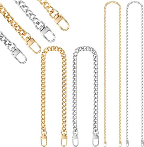 Nosiny 4 Pcs Purse Chain Strap 15.7" 47" Gold Silver Shoulder Crossbody Replacement Bag Chain with Metal Buckles for Purse Crossbody Handbag in Saudi Arabia