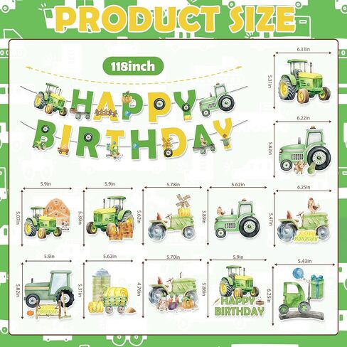Tractor Birthday Party Decorations Include Tractor Happy Birthday Banners Hanging Swirls Honeycomb Centerpiece Tractor Farm Theme Supplies for Boys in Saudi Arabia