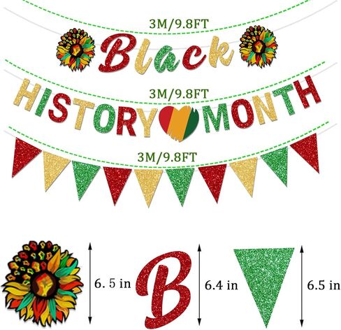 Glitter Black History Month Decorations Banner Supplies African American Banner Party Garland Decoration African BHM Worthwhile Commemoration Festival Holiday Afro Sign Party Supplies Decorations in Saudi Arabia
