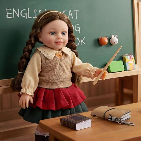 BABESIDE American Realistic Baby Doll Girl, 16 Inch Teacher Pretend Play Doll with Classroom Accessories, Lifelike Vinyl Doll with Removable Outfit, Gift for Girls Ages 5-12, Birthday & Christmas in Saudi Arabia