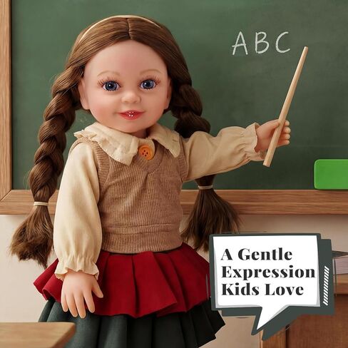 BABESIDE American Realistic Baby Doll Girl, 16 Inch Teacher Pretend Play Doll with Classroom Accessories, Lifelike Vinyl Doll with Removable Outfit, Gift for Girls Ages 5-12, Birthday & Christmas in Saudi Arabia