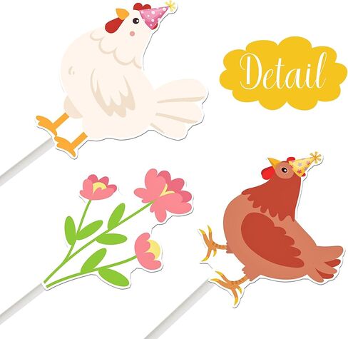 Chicken Cupcake Toppers Floral Daisy Chicken Birthday Decorations Hen and Flower Party Cupcake Picks 24Pcs Little Chick Cake Decorations for Farm Animals Barnyard Baby Shower Supplies in Saudi Arabia