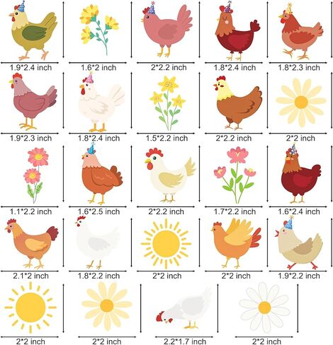 Chicken Cupcake Toppers Floral Daisy Chicken Birthday Decorations Hen and Flower Party Cupcake Picks 24Pcs Little Chick Cake Decorations for Farm Animals Barnyard Baby Shower Supplies in Saudi Arabia
