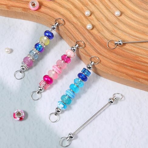 80 Pcs Blank Beadable Keychains Bars, Bulk Metal Silver Beaded Keychain Pendant Making Kit Keychain Making Supplies for DIY Craft Jewelry Handmade Gift in Saudi Arabia