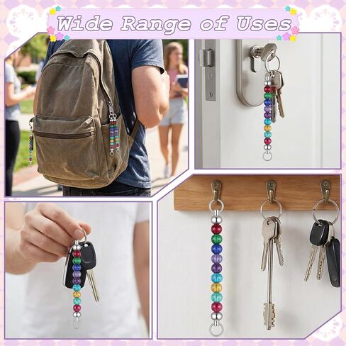80 Pcs Blank Beadable Keychains Bars, Bulk Metal Silver Beaded Keychain Pendant Making Kit Keychain Making Supplies for DIY Craft Jewelry Handmade Gift in Saudi Arabia