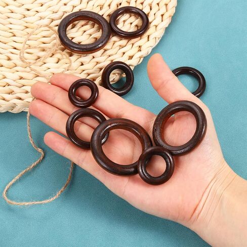 uxcell 20Pcs 30mm Natural Wood Rings, 6mm Solid Wooden Circles for DIY Crafts, Knitting, Macrame, Pendant Making, Dark Coffee in Saudi Arabia