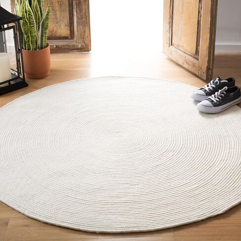 SAFAVIEH Braided Collection 5' Round Beige BRD901B Handmade Country Cottage Reversible Wool Entryway Foyer Living Room Bedroom Kitchen Area Rug in Saudi Arabia