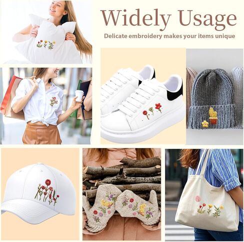 72PCS Water Soluble Embroidery Patterns, Stick and Stitch Embroidery Paper Wash Away Wildflower Hand Sewing Patterns Dissolvable Transfer Embroider Pattern Flower Daisy Designs for Jean Bag T-Shirt in Saudi Arabia