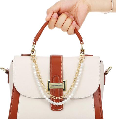 Telooco 2Pcs Pearl Bag Chain Extender 10“ Bag Chains for Handbags Pearl Bags Chain Metal Shoulder Crossbody Bags Short Handle Replacement Charms Accessories for Women（Gold） in Saudi Arabia