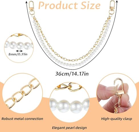 Telooco 2Pcs Pearl Bag Chain Extender 10“ Bag Chains for Handbags Pearl Bags Chain Metal Shoulder Crossbody Bags Short Handle Replacement Charms Accessories for Women（Gold） in Saudi Arabia