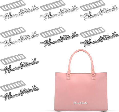 ملصق TIXIPEM مقاس 1.97 × 0.39 بوصة مصنوع يدويًا من الحروف المعدنية [8 قطع] - ملصقات خياطة مصنوعة يدويًا لحقائب المحفظة مع استخدام الرقائق لصناعة الحرف اليدوية والحقائب والإكسسوارات - [لون فضي/أسود] in Kuwait