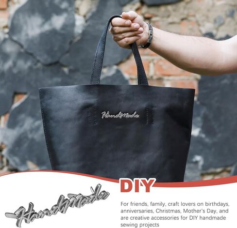 ملصق TIXIPEM مقاس 1.97 × 0.39 بوصة مصنوع يدويًا من الحروف المعدنية [8 قطع] - ملصقات خياطة مصنوعة يدويًا لحقائب المحفظة مع استخدام الرقائق لصناعة الحرف اليدوية والحقائب والإكسسوارات - [لون فضي/أسود] in Kuwait