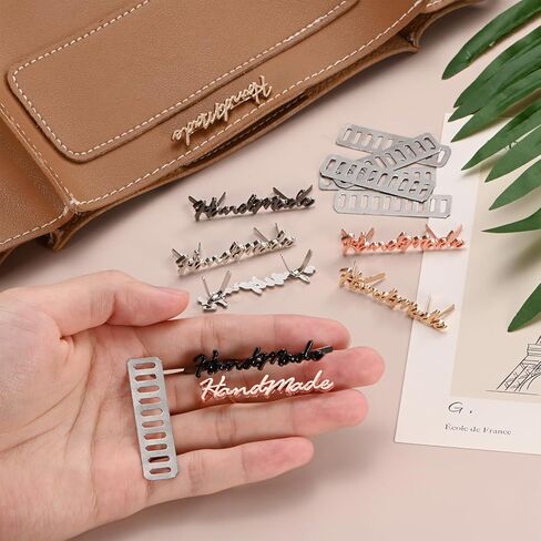 ملصق TIXIPEM مقاس 1.97 × 0.39 بوصة مصنوع يدويًا من الحروف المعدنية [8 قطع] - ملصقات خياطة مصنوعة يدويًا لحقائب المحفظة مع استخدام الرقائق لصناعة الحرف اليدوية والحقائب والإكسسوارات - [لون فضي/أسود] in Kuwait