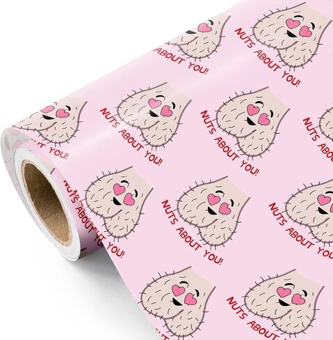 لفافة ورق تغليف مرحة للبالغين من WRAPAHOLIC - لفافة صغيرة - 17 بوصة × 16.5 قدم - ورق تغليف وردي وقح للكبار لصديقك وصديقتك والذكرى السنوية وعيد الحب in Saudi Arabia