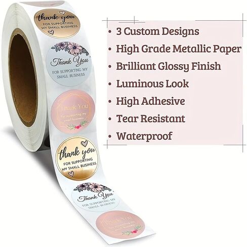 500pcs Thank You Stickers Small Business - Thank You for Supporting My Small Business Stickers Labels for Envelopes, Bubble Mailers and Gift Bags Packaging in Saudi Arabia