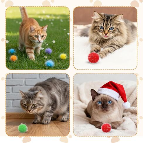 120Pcs Cat Pom Pom Balls, 1.6 inches Assorted Color Flash Ball Fuzzy Sparkle Balls, Interactive Cat Toys for Kitten Play Exercise and Entertainment in Saudi Arabia