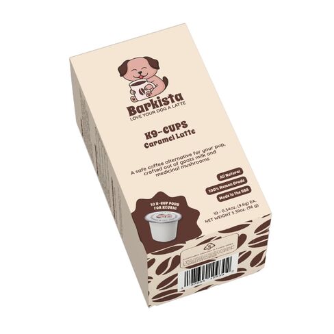 K9-Cups - Coffee for Dogs, Caramel Latte Dog Treat Beverage - Single Serve Latte K-Cups Pods for Keurig, 10 Count | All Natural, Human Grade, No Caffeine, Goats Milk + Mushrooms in Saudi Arabia