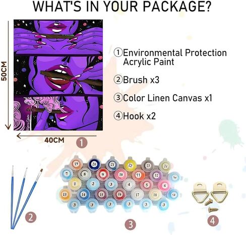 wmpikd Hippie Hippy Paint by Numbers Kits for Adults Beginners Trippy Cool Girl Paint by Numbers Kits on Canvas Crafts Home Wall Decor Gifts 20x16inch in Saudi Arabia