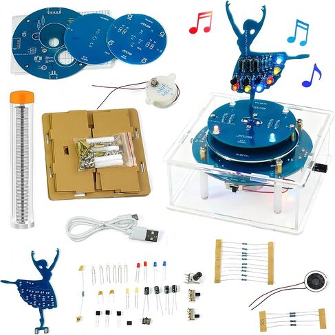 Soldering Practice Kit DIY Rotating Ballerina Girls Music Box, Build Electronics STEM Projects Learn to Solder kit with Acrylic Case RGB LED & 6 Songs | Gift for Kids Teens Adults Desk Ornament in Saudi Arabia
