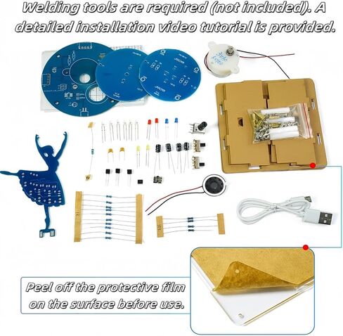 Soldering Practice Kit DIY Rotating Ballerina Girls Music Box, Build Electronics STEM Projects Learn to Solder kit with Acrylic Case RGB LED & 6 Songs | Gift for Kids Teens Adults Desk Ornament in Saudi Arabia
