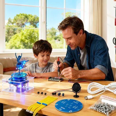 Soldering Practice Kit DIY Rotating Ballerina Girls Music Box, Build Electronics STEM Projects Learn to Solder kit with Acrylic Case RGB LED & 6 Songs | Gift for Kids Teens Adults Desk Ornament in Saudi Arabia