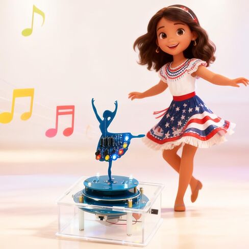 Soldering Practice Kit DIY Rotating Ballerina Girls Music Box, Build Electronics STEM Projects Learn to Solder kit with Acrylic Case RGB LED & 6 Songs | Gift for Kids Teens Adults Desk Ornament in Saudi Arabia