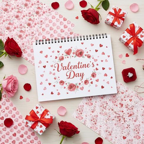 24 Sheets Valentine Scrapbook Paper 12x12 Inch Double Sided Pink Floral Pattern Paper for Romantic Cards, Junk Journal, Photo Albums and Crafting Supplies (Rosy, 30.5 x 30.5 cm) in Saudi Arabia