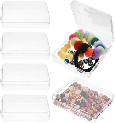 4Pcs Small Plastic Box with Lid, Clear Rubber Band Organizer Small Plastic Box Containers for Bead Rubber Bands Crayons Jewelry Organizing Cotton Pads, Essential for Home & Travel 4.33×3.35×0.98 Inch in Saudi Arabia