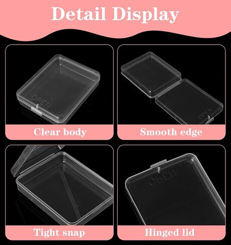 4Pcs Small Plastic Box with Lid, Clear Rubber Band Organizer Small Plastic Box Containers for Bead Rubber Bands Crayons Jewelry Organizing Cotton Pads, Essential for Home & Travel 4.33×3.35×0.98 Inch in Saudi Arabia