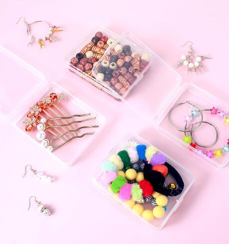 4Pcs Small Plastic Box with Lid, Clear Rubber Band Organizer Small Plastic Box Containers for Bead Rubber Bands Crayons Jewelry Organizing Cotton Pads, Essential for Home & Travel 4.33×3.35×0.98 Inch in Saudi Arabia