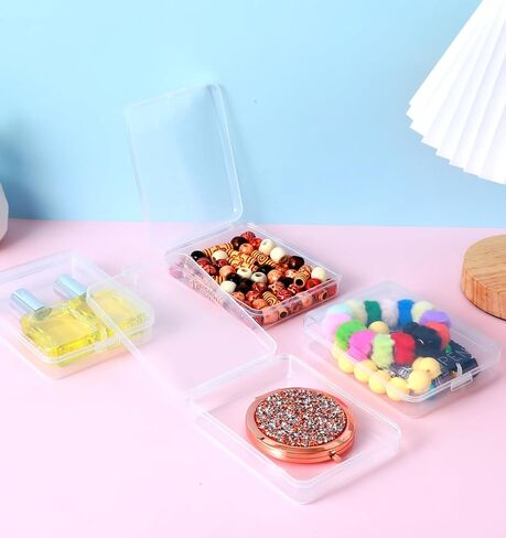 4Pcs Small Plastic Box with Lid, Clear Rubber Band Organizer Small Plastic Box Containers for Bead Rubber Bands Crayons Jewelry Organizing Cotton Pads, Essential for Home & Travel 4.33×3.35×0.98 Inch in Saudi Arabia