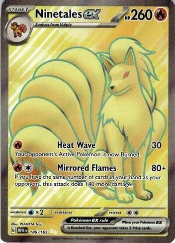 بوكيمون - Ninetales ex 186/165 - بوكيمون 151 - فن كامل نادر جدًا - بطاقة واحدة in Kuwait