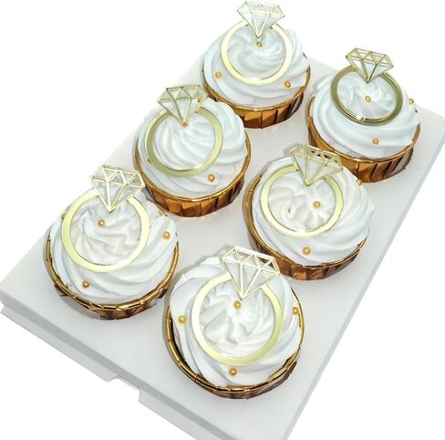 Cake Charm, Engagement cupcake topper, Diamond ring, Bridal shower, Acrylic cupcake charms, Bachelorette decor, Hens Do decor, She Said Yes, 1.97x1.97 Inch, 12 Pack (Ring Acrylic 12pcs) in Saudi Arabia