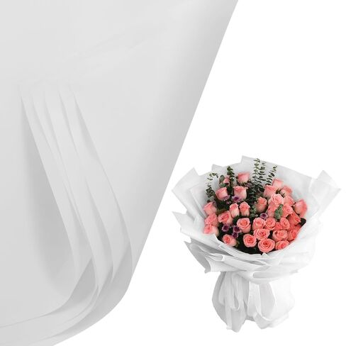 Aoserge White Wrapping Paper - 20 Sheets 22 x 22 Inch Bouquet Wrapping Paper for DIY Crafts, Gift Packaging and Florist Supplies in Saudi Arabia