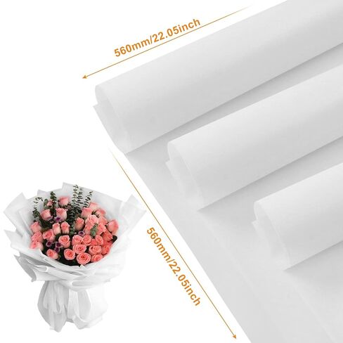 Aoserge White Wrapping Paper - 20 Sheets 22 x 22 Inch Bouquet Wrapping Paper for DIY Crafts, Gift Packaging and Florist Supplies in Saudi Arabia