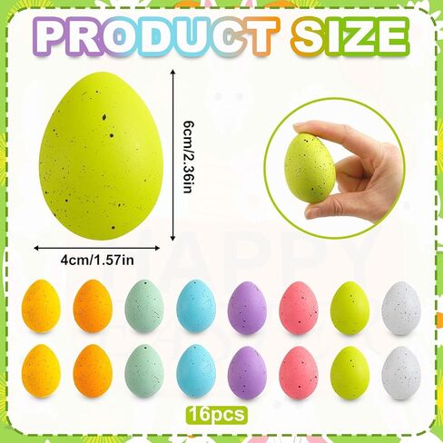 AUGSHY 16 Pcs Speckled Easter Eggs,2.4 Inch Plastic Colorful Easter Eggs Table Decorations Spring Festival Decorative for Bowl Vase Fillers Party Home Decor in Saudi Arabia