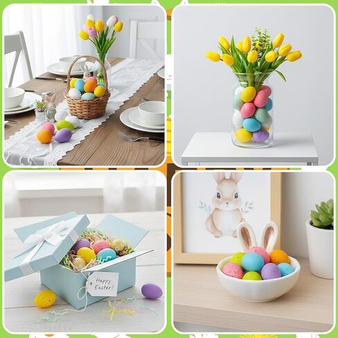 AUGSHY 16 Pcs Speckled Easter Eggs,2.4 Inch Plastic Colorful Easter Eggs Table Decorations Spring Festival Decorative for Bowl Vase Fillers Party Home Decor in Saudi Arabia