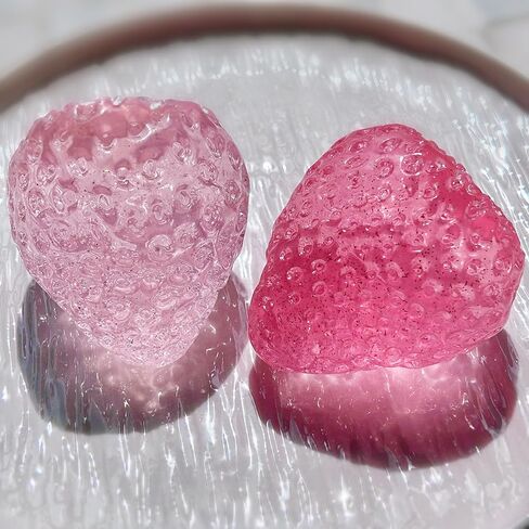 Taba Squishy,2Pcs Toys for Stress Relief - Premium Food-Grade Sensory Fidget Toy for Adults & Kids, Cute Portable Squeeze Ball(BPA Free Non-Toxic) (Crystal Strawberry 2pcs) in Saudi Arabia