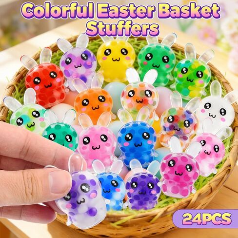 24-Pack Easter Bunny Squishies Squeeze Ball, Easter Egg Fillers Basket Stuffers for Teens Party Favors in Saudi Arabia