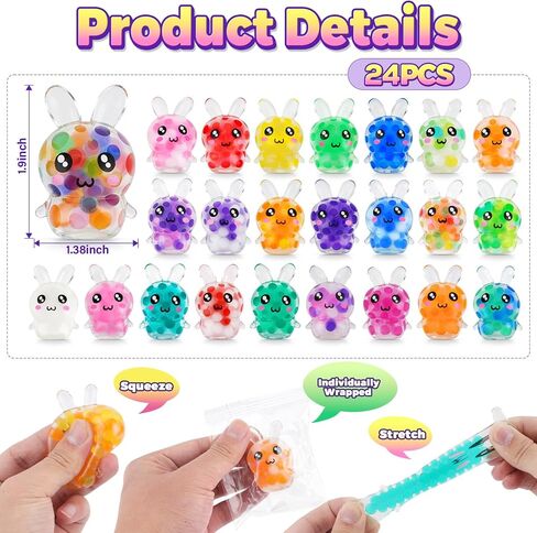 24-Pack Easter Bunny Squishies Squeeze Ball, Easter Egg Fillers Basket Stuffers for Teens Party Favors in Saudi Arabia