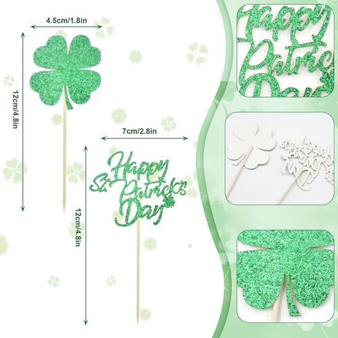 24PCS St. Patrick's Day Cupcake Toppers Happy Saint Patricks Day Cake Toppers for Women Men Fiesta Shamrock Clover Cupcake Topper Party Favors Supplies Wedding Birthday Decor in Saudi Arabia