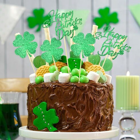 24PCS St. Patrick's Day Cupcake Toppers Happy Saint Patricks Day Cake Toppers for Women Men Fiesta Shamrock Clover Cupcake Topper Party Favors Supplies Wedding Birthday Decor in Saudi Arabia