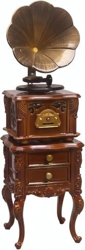 2-Piece Set Miniature Vintage Phonograph with Sound - 1:12 Mini Gramophone with Cabinet, Miniature Retro Phonograph for Desktop & Cabinet Decor in Saudi Arabia