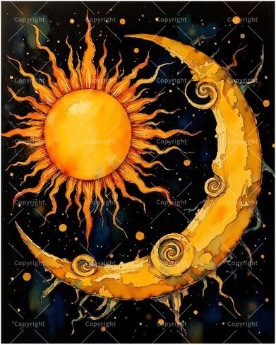 TAOPAOLAB Fantasy Celestial Art Paint by Numbers Kit for Adults - DIY Sun and Moon Swirl Painting on Canvas 16x20 Inches, Acrylic Paint Set, Suitable for Beginners, Art for Home Decoration or Gifts in Saudi Arabia