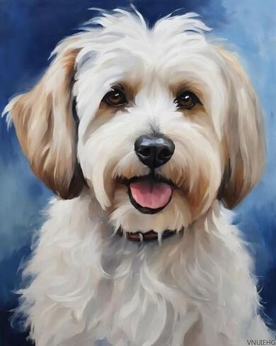 VNUIEHG Oil Painting DIY Paint by Numbers for Beginner Havanese Dog Animal Painting by Number Kits Oil Paint Drawing Canvas Home Decor Gift 16x20 inch in Saudi Arabia