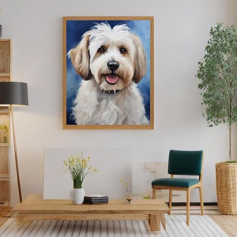 VNUIEHG Oil Painting DIY Paint by Numbers for Beginner Havanese Dog Animal Painting by Number Kits Oil Paint Drawing Canvas Home Decor Gift 16x20 inch in Saudi Arabia