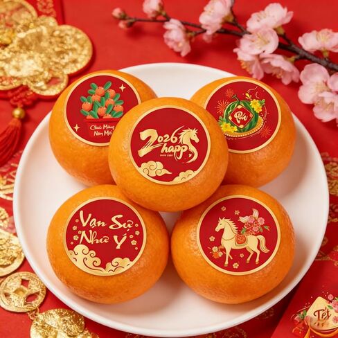 KYMY 2026 Vietnamese New Year Stickers, 180pcs Tết Việt NAM Spring Festival Paper Decals, Lunar New Year Zodiac Horse Round Labels for Party Favors Bottle Laptop Envelope Decorations in Saudi Arabia