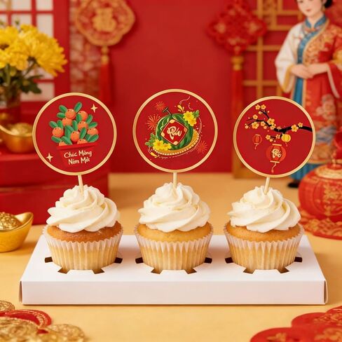 KYMY 2026 Vietnamese New Year Stickers, 180pcs Tết Việt NAM Spring Festival Paper Decals, Lunar New Year Zodiac Horse Round Labels for Party Favors Bottle Laptop Envelope Decorations in Saudi Arabia