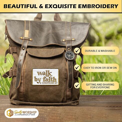 Walk by Faith Embroidered Patch Jesus Christian Bible Verse Applique Embroidery Patches Religious God Catholic Scripture Iron On Sew On Patches for Clothes Jackets Hats Gifts for Women Men 3x2 Inches in Saudi Arabia